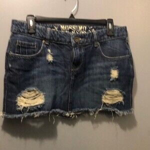 Mossimo supply co distressed denim mini skirt with raw hem size 9